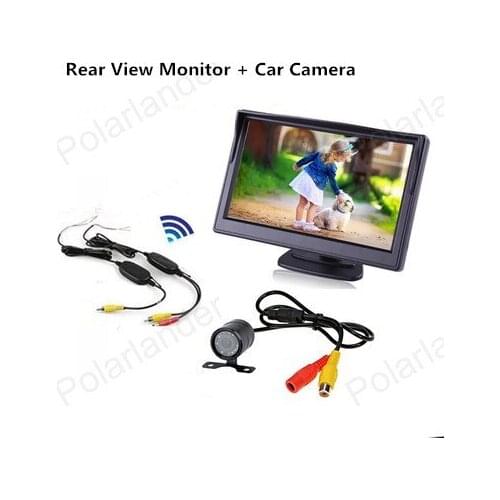 Free shipping Display Rear View Monitor with Night Vision Rear View Car Camera Video Transmitter Receiver Kit