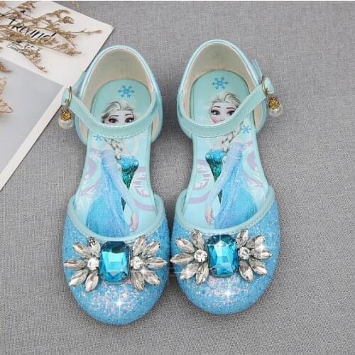 Disney Elsa Girls Sandals Flat Heels Children Princess Leather Summer Frozen Shoes Chaussure Enfants Fille Sandalias Nina