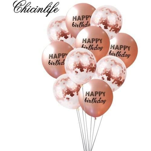 Chicinlife 1set rose gold Happy birthday Balloon Children baby shower Adult Favors confetti Ballons Party Decoration Supplies
