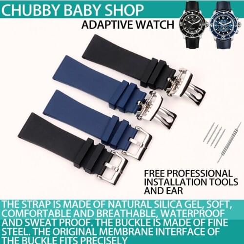 Brand quality Black bule fluorine rubber Watch band Waterproof For BLANCPAIN strap Fifty Fathoms Rubber Band 23mm