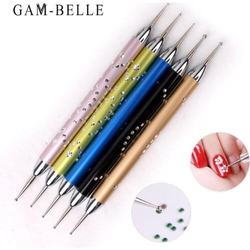 GAM-BELLE 5 Pcs/Set 2 Way Uv Gel Nail Art Dotting Pen Rhinestone Diamond Painting Tool Nail Art Salon Design Manicure Tool Kit