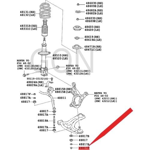 Nut (for front stabilizer bar) 2013-Toy ota YAR ISV ITZ ECH OFU NCA RGO balance bar screw nut (front) nut (front stabilizer bar)