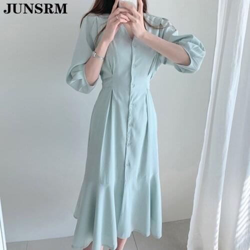 Однотонные летние платья JUNSRM China At AliExpress