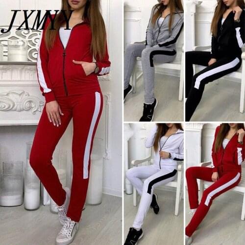 JXMYY 2021 Spring And Autumn Fashion New Products European And American Womens Zipper Long-Sleeved Sports Casual Sweater Suit