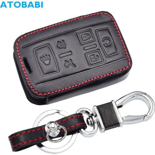 Leather Car Key Case For Chevrolet Tahoe Silverado Suburban GMC Sierra Acadia Cadillac Escalade ESV Remote Fob Cover Protect Bag