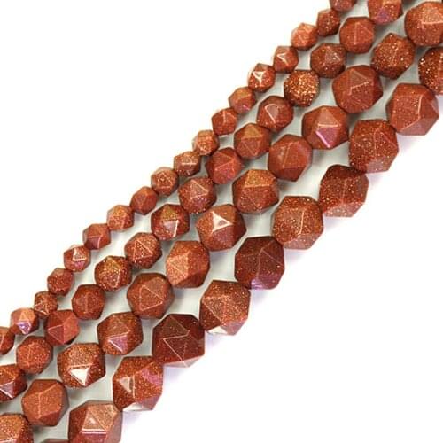 6-12mm Faceted Round Red Golden Sandstone Beads For Jewelry Making beads Necklace 15'' DIY Beads Bracelets For Women Trinket