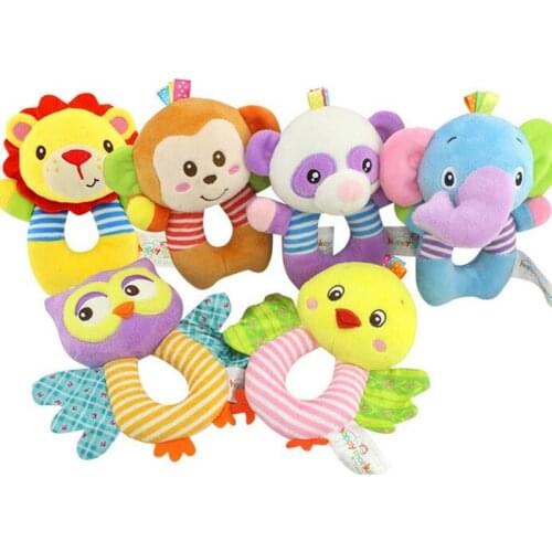 Cute Plush Baby Toy Kids Gift Animal Shaped Catoon Hand Bells Ring Rattles Kid Plush Soft Toys 20% off