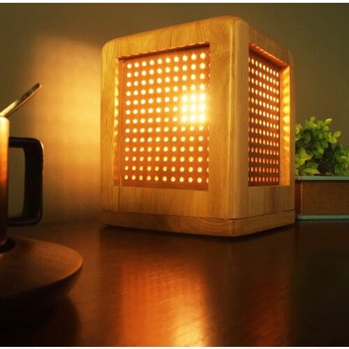 2021 New Square Solid Wood Table Lamp For Bedside Bedroom Living Room Children Eye Protection Lamp Indoor Lighting Decor