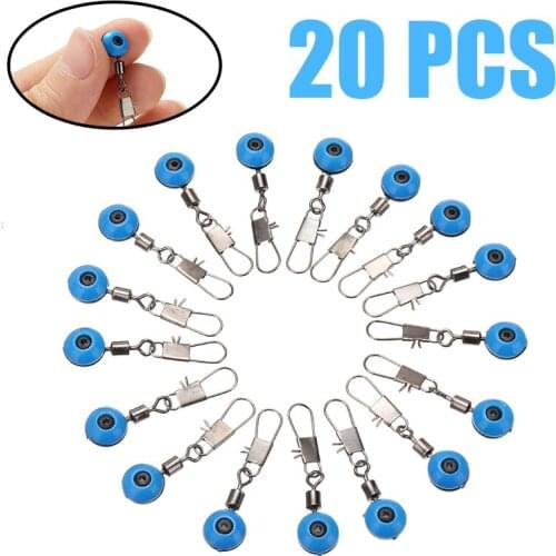 New Arrival 20Pcs Fishing Clip Line Sinker Hook Shank Connector Rolling Swivel Snaps Blue Fishing Hooks Connector
