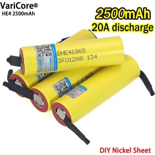 New Original HE4 2500mAh Li-lon Battery 18650 3.7V Power Batteries Max 20A, 35A discharge + Nickel sheet