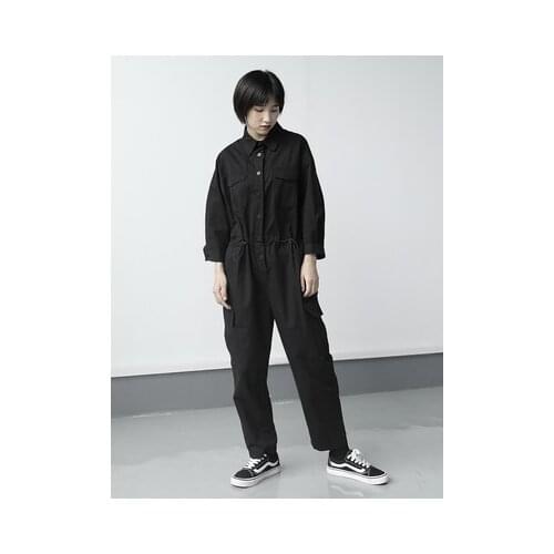 Fall frock long sleeve jumpsuit handsome loose bf slim lapel casual jumpsuit woman