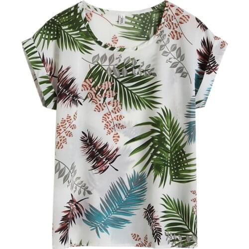 Plus Size 4xl Tshirts Women Summer Floral Print Chiffon Shirts Casual Bat Short Sleeve Shirt O Neck Tops Blusas Блузка Женская