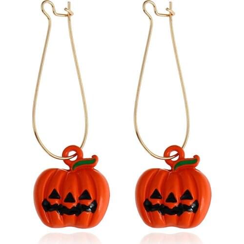 Halloween Pumpkin Earrings For Women Creative Long Drop Dangle Earrings Jewelry Metal Geometric Earrings