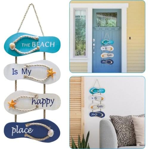 2021 New Stylish Retro Beach Style Quadruplet Slippers Hanging Ornament Letter Print Creative Household Pendant Decoration