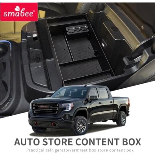 Smabee Car Center Console Armrest Storage Box for 2019 Chevy Silverado 1500 GMC Sierra 1500 Accessories Coin storage Box