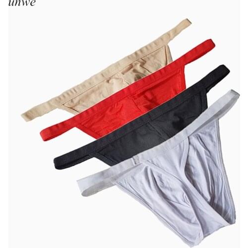 Sexy Men Thong Cotton G String Briefs Sexy Breathable Solid Color Jockstrap Men Tanga Black Red White Khaki