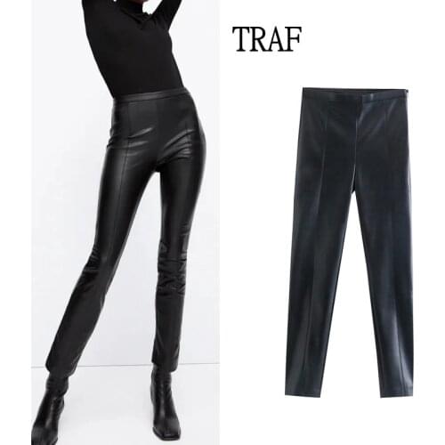 Женские кожаные брюки TRAF China At AliExpress