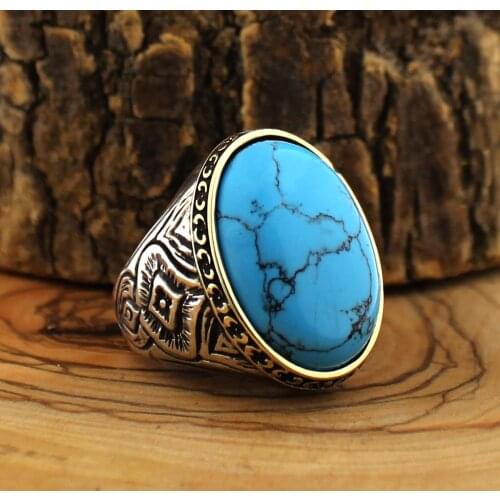 925 Sterling Silver Ring for Men Indigo Stars Agate Stone Onyx Zircon Jewelry fashion vintage Gift Rings All Size Made in Turkey