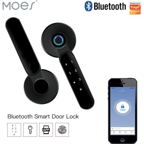 Bluetooth Tuya Smart Door Lock Multiple Unlocking Fingerprint Lock, Security Intelligent Smart Life APP Password RFID Door Lock