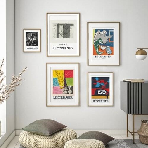 Le Corbusier Vintage Abstract Exhibition Poster Canvas Painting Museum Cubism Print Wall Art Picture Modern Unique Home Decor