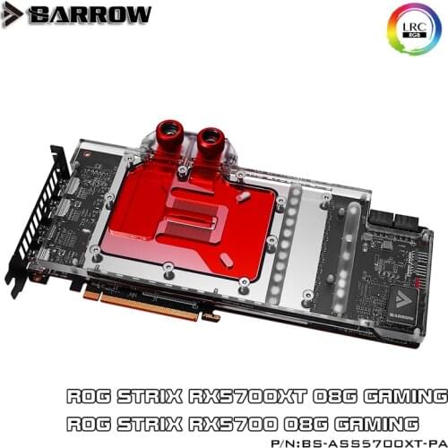 BARROW Water Block use for ASUS ROG STRIX RX5700 / RX5700XT O8G GAMING Aurora/Support Original Backplate 5V 3PIN A-RGB