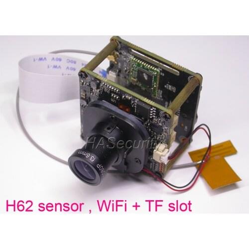 WiFi 720P 1/4" H62 CMOS image sensor + IPC510 IP camera CCTV module PCB + WiFi + TF slot board +IRC +M12 LENs