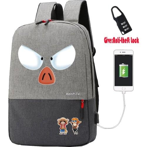 Japan anime Ranma Backpack women men Anti-theft Laptop bag USB Charging Knapsack student book Bags teenagers Travel backpack