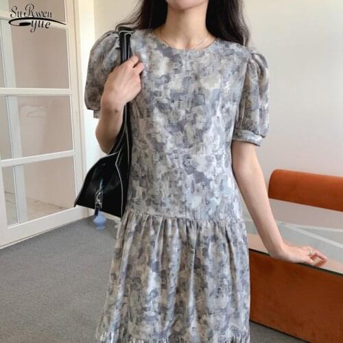 2021 Summer Floral Dress Women Casual Vintage Printing Long Dress Short Sleeve Elegant O Neck Party Dresses Vestidos 13795