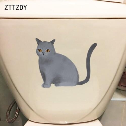 ZTTZDY 23.9*19.4CM Funny Cat Lviing Room Home Decoration Wall Sticker Toilet Decal T3-0150