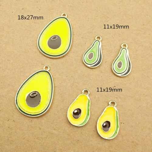10pcs 27x18mm Metal enamel fruit Avocado charms for jewelry making Necklace Earrings pendants Hanging Handmade DIY Material