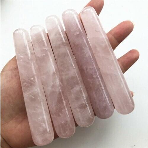 100% Natural Pink Rose Quartz Crystal Wand Healing Crystal Gemstone Massage Stick As Gift Natural Quartz Crystals 1 Piece