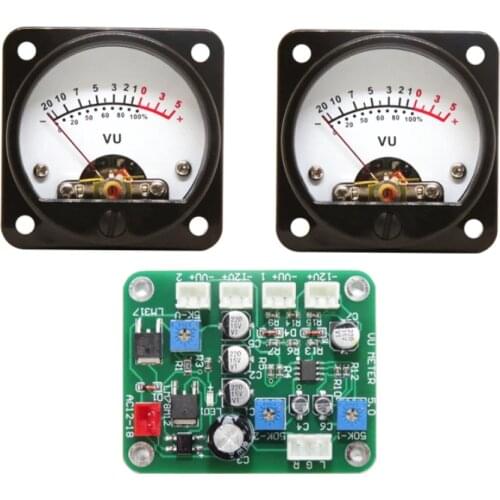 2pcs 45mm VU Meter Stereo Audio Amplifier Board level Indicator Audio Meter Backlight Adjustable With Driver Board