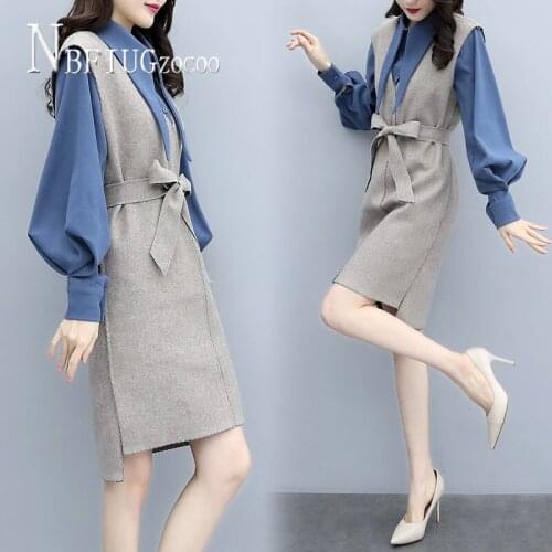 2020 Autumn Winter Korean Slim Fashion Women Sets Blouse And Vest Female Sets