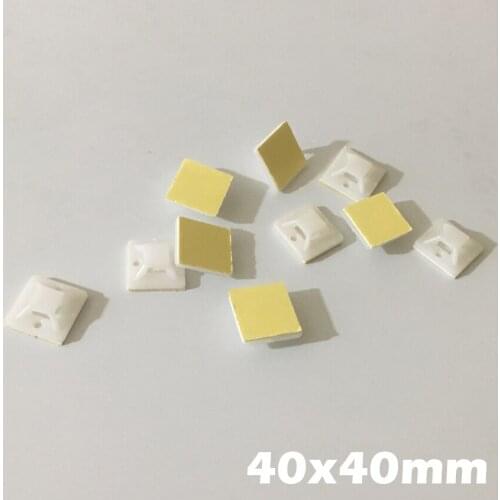 50pcs 40x40mm 40*40 White Black Nylong Square Plastic Yellow Self Adhesive Wire Zip Fixed Holder Cable Tie Mount Base