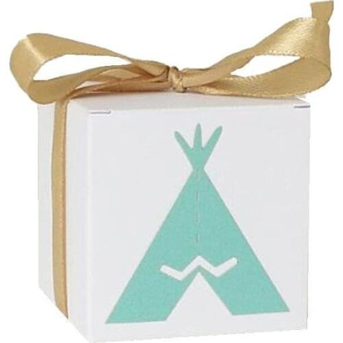 50pcs White Kraft Paper Candy Box Square Container for Wedding Party 5.5*5.5cm