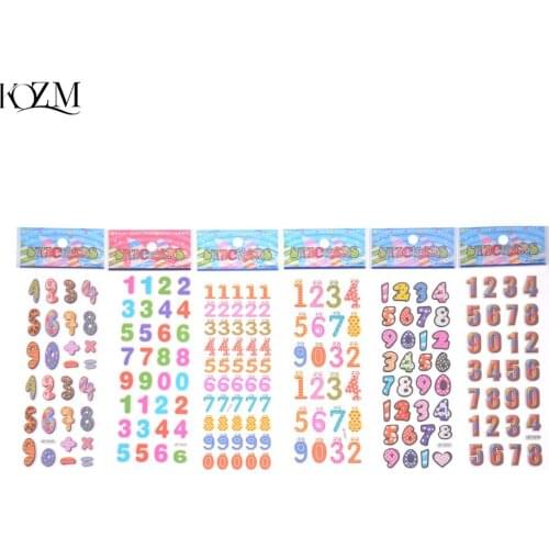 6pcs/set Fruit Animal Car Number Letter Diary Bubble Stickers DIY Kawaii Scrapbooking Stationery Sticker Stationery Supplies