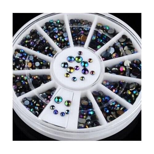 AB Black resin flatback faceted strass 1.5/2/3/4mm iridescent nailart, nail gel, nail acrylic, uv resin crafts