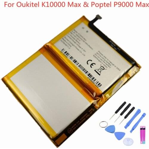 K10000 MAX Battery For Poptel P9000 Max & Oukitel K10000 Max Smart Phone 10000mAh Original Large Capacity Bateria + Tools