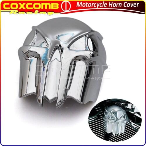 Motorcycle Accessories Chrome Skull Horn Cover Horn Decoration Guard For Harley Sportster Touring Road King 1992-2013 2012