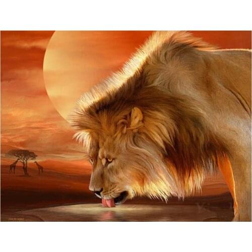DIY Diamond embroidery animal lion Diamond Painting Full drill square Cross Stitch round Diamond mosaic 5d Home decoration
