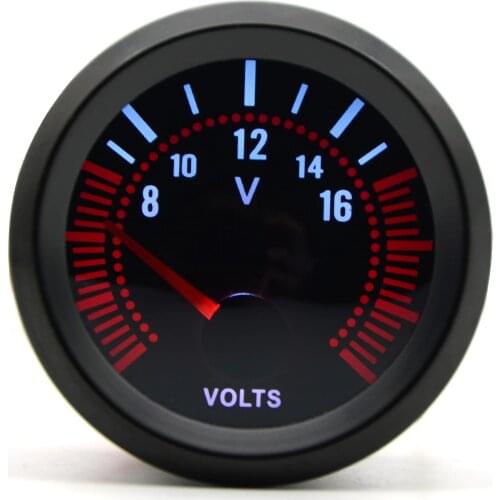 2'' 52mm Universal Smoke Lens Voltmeter White LED 8-16V Voltage Gauge Car Meter