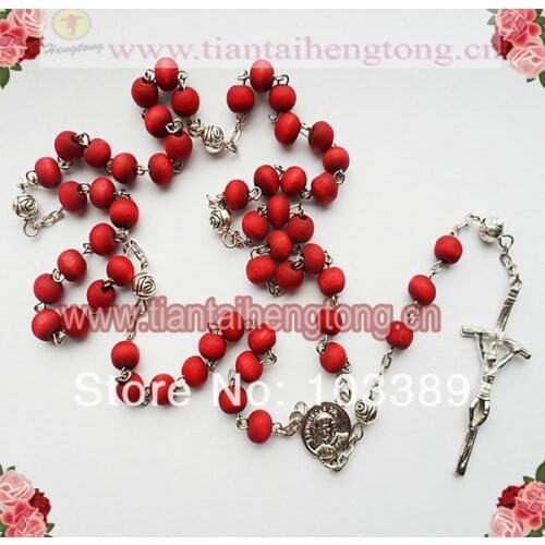 Free shipping perfume scent rosary necklace/metal rose spacer bead rosary wooden bead rosary necklace special offer 10pieces/lot