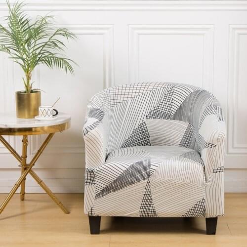 Printed Club Chair Covers for Armchairs Stretch Sofa Slipcovers Removable Sofa Couch Cover for Bar Counter Living Room Reception