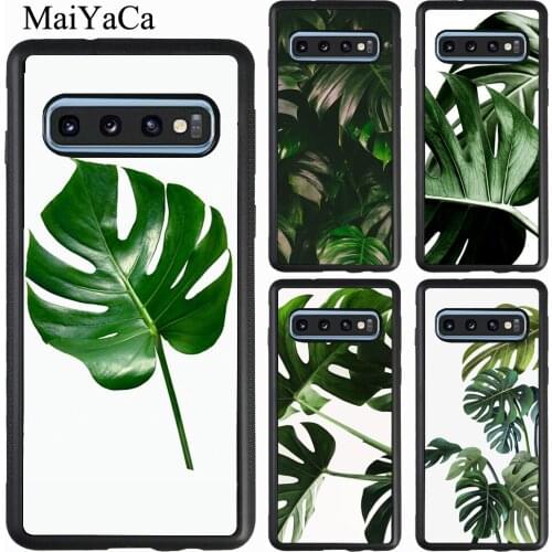 Green Monstera Leaf Case For Samsung Galaxy A71 A51 A21S A40 A50 A70 A20e A31 M21 S9 S10 S20 Plus Note 20 Ultra