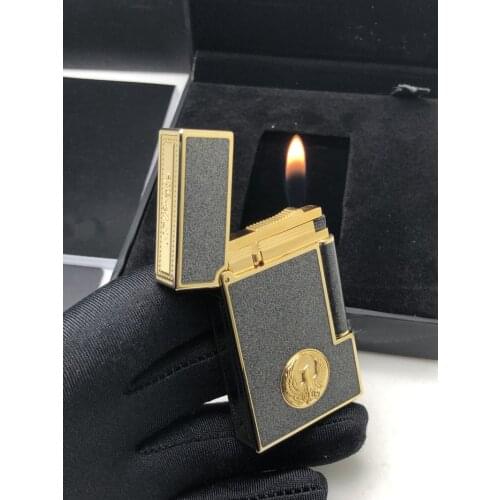 100% new vintage dupont gas lighter gas cigarette lighter polished jet gasoline flint lighter metal gas lighter