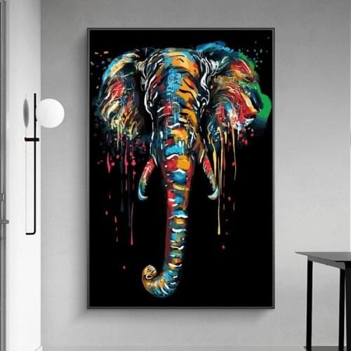 Abstract Colorful Elephant Canvas Paintings On the Wall Art Posters And Prints Nordic Art Animals Canvas Pictures For Kids Room