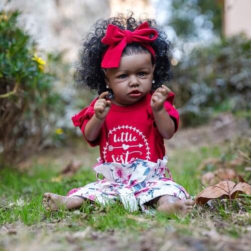 Hoomai New 23" Africa Black Skin Reborn Baby Dolls Real Touch Newborn Toddler Bath Doll Toys Kids Birthday Gift