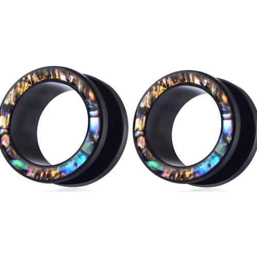 JUNLOWPY Acrylic Ear Tunnel Plugs Shellhard Shell UV Earring Gauges Stretching Body Piercing Jewelry Ear Expanders 70pcs 7 sizes