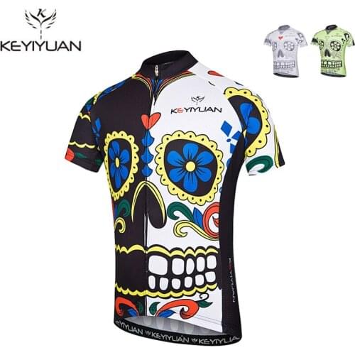 KEYIYUAN 2018 Skull Cycling Jersey Short Sleeve Summer Mens Shirt Bicycle Wear Racing Tops Bike Jersey Cycling Clothing S-5XL