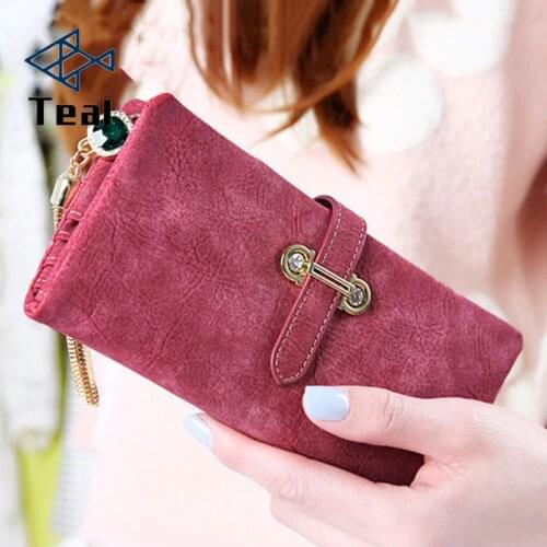 Women Wallet card holder female wallet women luxury brand organizador womens purse clip Vintage Matte Hasp Suede pendant wallet